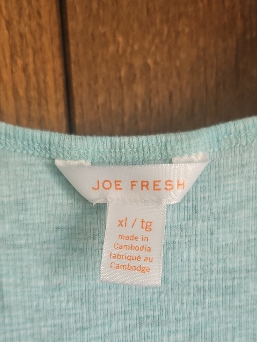 Joe Fresh Light Aqua Ribbed Tank with Button Placket - Picture 2 of 3